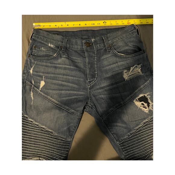 True Religion Rocco Jeans Size 32 Relaxed Skinny Moto Distressed Made in USA - Picture 7 of 7